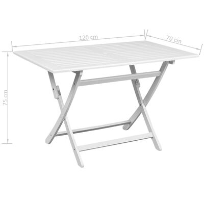 vidaXL Vrtni stol od masivnog bagremovog drva bijeli 120 x 70 x 75 cm