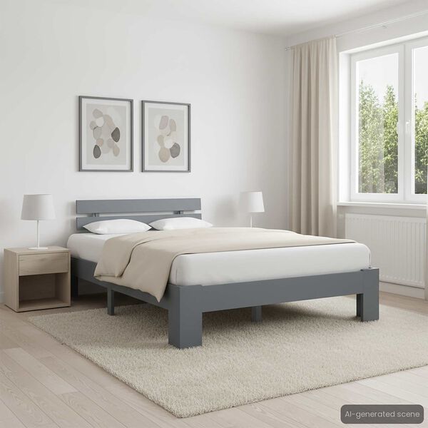 vidaXL Okvir za krevet od masivne borovine sivi 120 x 200 cm