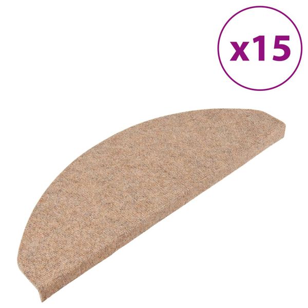 vidaXL Samoljepljivi otirači za stepenice 15 kom 65x22,5x3,5 cm bež