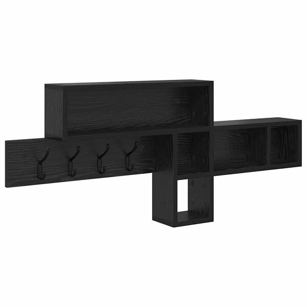 vidaXL Vje&scaron;alica za kapute na zidu Zidne Crni hrast 100 x 12 x 43,5 cm