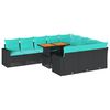 vidaXL 11-dijelni set vrtnih sofa od poliratana s jastucima crni