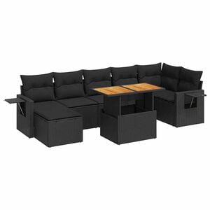 vidaXL 8-dijelni set vrtnih sofa od poliratana s jastucima crni