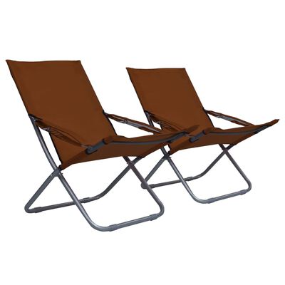vidaXL Sklopive stolice za plažu od tkanine 2 kom smeđe