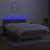 vidaXL Krevet box spring s madracem LED smeđesivi 140x200 cm tkanina
