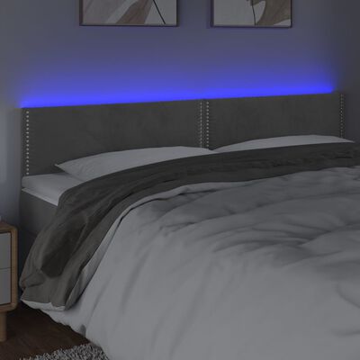 vidaXL LED uzglavlje svjetlosivo 200x5x78/88 cm baršunasto