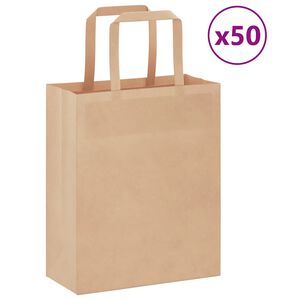 vidaXL Papirnate vrećice 50 kom s ručkama smeđe 18x8x22 cm