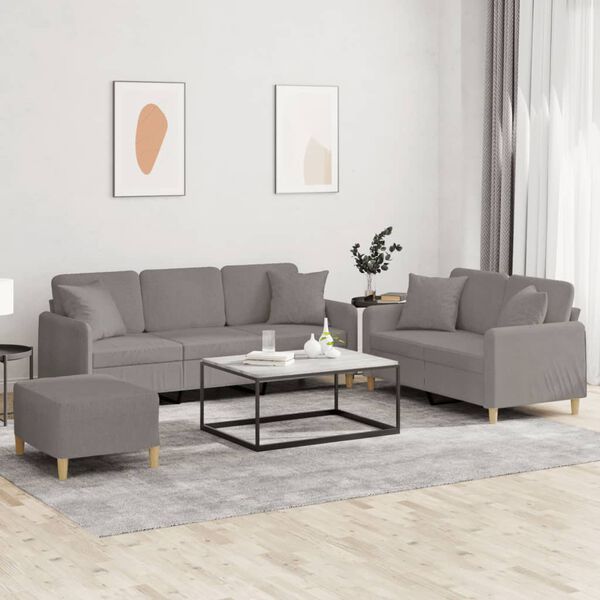 vidaXL 3-dijelni set sofa s jastucima smeđesivi od tkanine