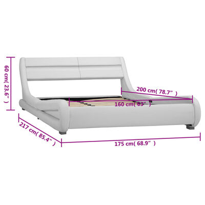 vidaXL Okvir za krevet od umjetne kože LED bijeli 160 x 200 cm