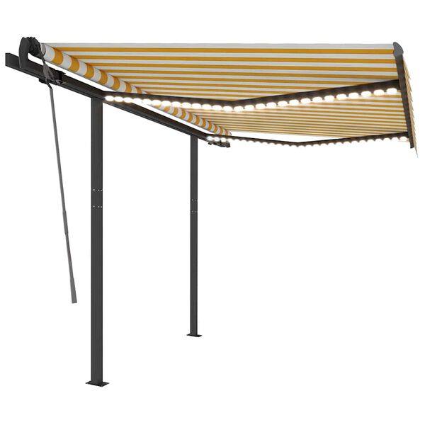 vidaXL Tenda na ručno uvlačenje s LED svjetlima 3,5x2,5 m žuto-bijela