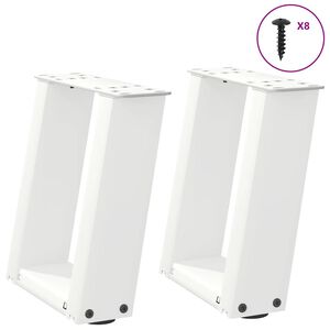 vidaXL Noge za klub stolić U-oblik 2 kom Bijele 30 x (30-31) cm Čelik