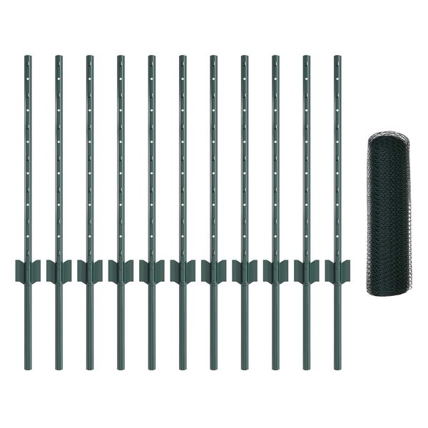 vidaXL Ograda s postovima Zelena 0,6 x 25 m Čelik i PVC