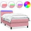 vidaXL Box Spring krevet s madracem i LED ružičasti 100x220 cm bar&scaron;un