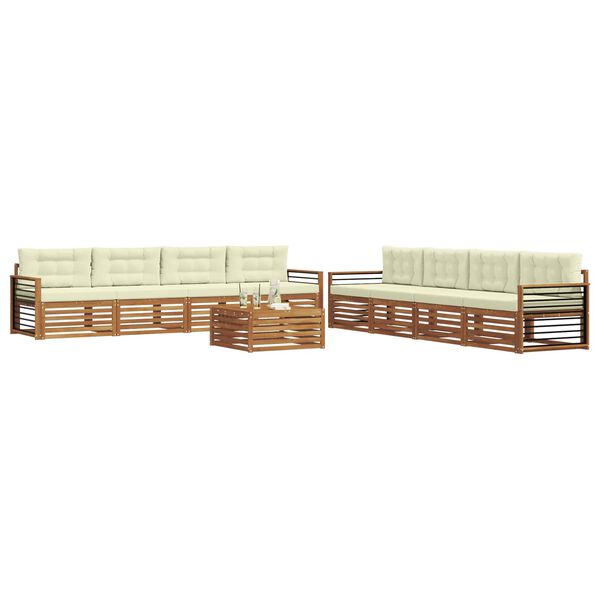 vidaXL Set vanjskih sofa s jastukom 9 pcs Prirodna i krem