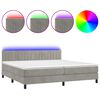 vidaXL Krevet box spring s madracem LED svjetlosivi 200x200 cm bar&scaron;un