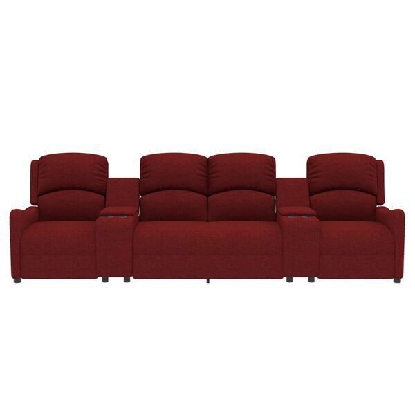 vidaXL Masažni četverosjed od tkanine s držačima čaša crvena boja vina