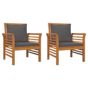 vidaXL Fotelje s tamnosivim jastucima 2 kom masivno bagremovo drvo
