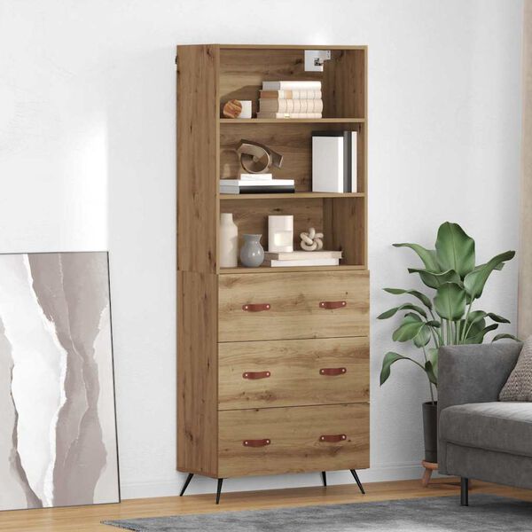 vidaXL Highboard Umjetnički hrast 69,5 x 34 x 180 cm Konstruirano drvo