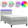 vidaXL Box Spring krevet s madracem i LED svijetlo sivi 100x220 cm bar&scaron;un