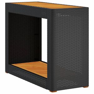 vidaXL Vrtni bočni stolić s drvenom pločom crni 100x40x75 cm poliratan