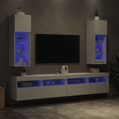 vidaXL TV ormarići s LED svjetlima 2 kom bijeli 30,5 x 30 x 90 cm