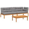 vidaXL 3-dijelni set vrtnih sofa od paleta s jastucima od drva bagrema