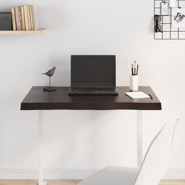 vidaXL Stolna ploča tamnosmeđa 80x60x(2-4) cm obrađena hrastovina