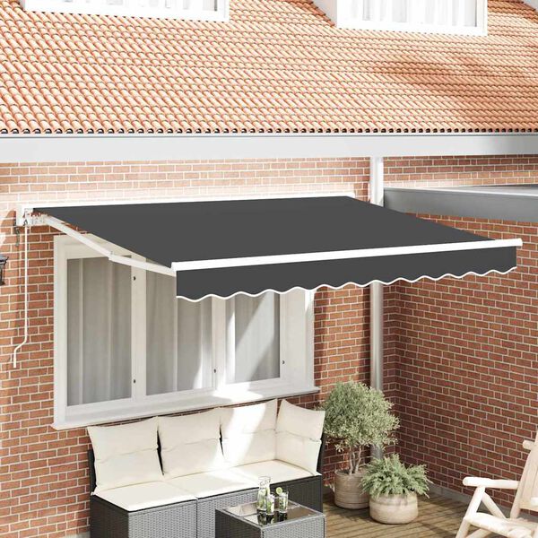 vidaXL Skrovita tenda Antracit 300 x 200 cm Poliester i metal