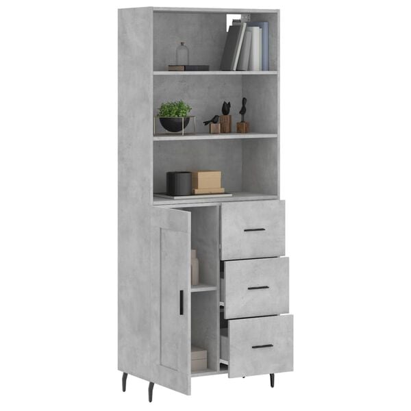 vidaXL Visoka komoda siva betona 69,5x34x180 cm od konstruiranog drva