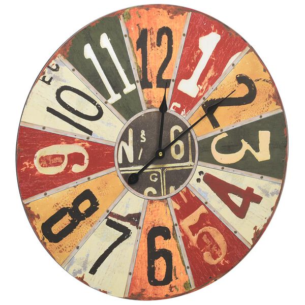 325182 vidaXL Wall Clock Multicolour 60 cm MDF