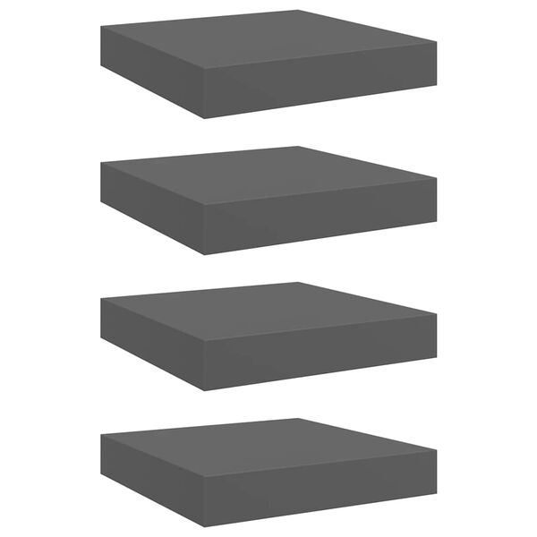 vidaXL Plutajuće zidne police 4 kom sjajne sive 23 x 23,5 x 3,8 cm MDF
