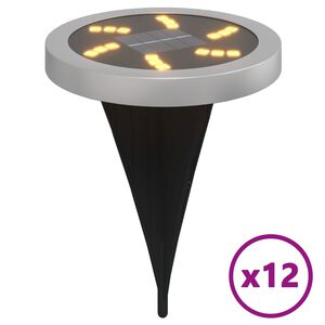 vidaXL Solarna podna svjetla sa &scaron;iljcima za tlo 12 kom topla bijela