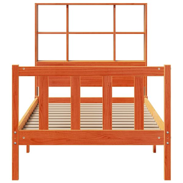 vidaXL Krevet s regalom za knjige bez madraca 90 x 190 cm od borovine
