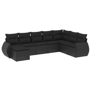 vidaXL 8-dijelni set vrtnih sofa od poliratana s jastucima crni