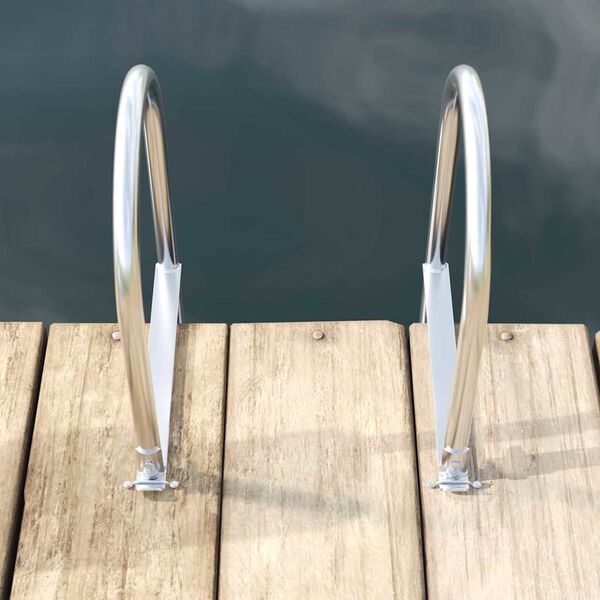 vidaXL Ljestve za pristani&scaron;te s 4 stepenice Srebrno 45 &times;11,5 &times;162 cm