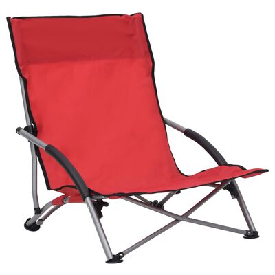 vidaXL Sklopive stolice za plažu od tkanine 2 kom crvene