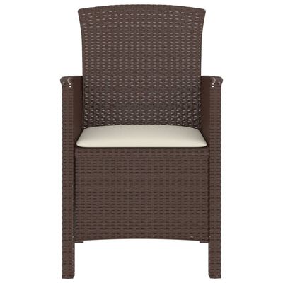 vidaXL Vrtna stolica s jastukom od PP ratana smeđa