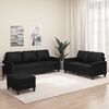 vidaXL 3-dijelni set sofa s jastucima crni od umjetne kože