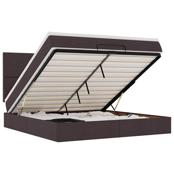 vidaXL Otomanski krevet s madracem i LED tamnosmeđi 160x200cm tkanine