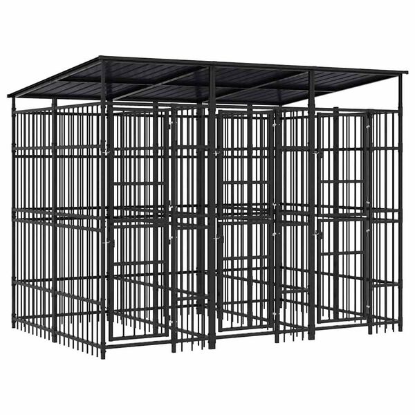 vidaXL Vanjski kavez za pse s krovom čelični 5,53 m&sup2;