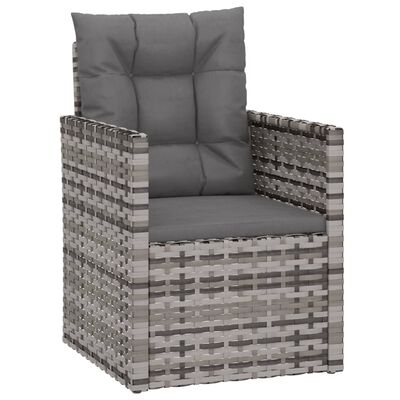 vidaXL Vrtna fotelja s jastucima siva od poliratana