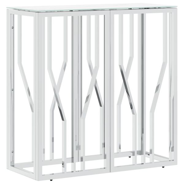 vidaXL Konzolni stol srebrni 70 x 30 x 70 cm nehrđajući čelik i staklo