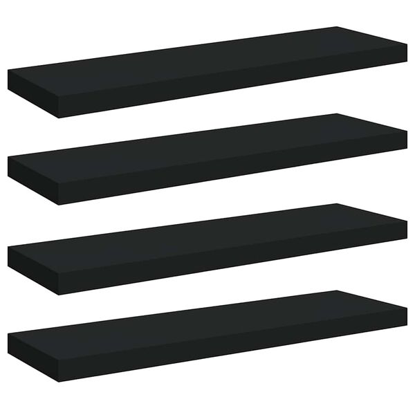 vidaXL Plutajuće zidne police 4 kom crne 80 x 23,5 x 3,8 cm MDF