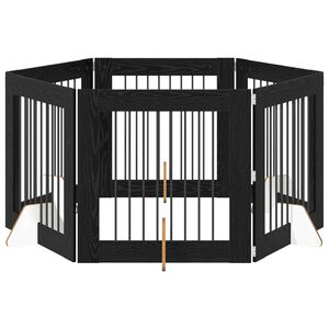 vidaXL Vrata za pse s postoljem 6 pcs Crni hrast 80 x 80 cm