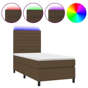 vidaXL Krevet box spring s madracem LED tamnosmeđi 80 x 200 cm tkanina