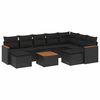 vidaXL 10-dijelni set vrtnih sofa s jastucima crni od poliratana