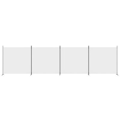 vidaXL Sobna pregrada s 4 panela bijela 698x180 cm od tkanine