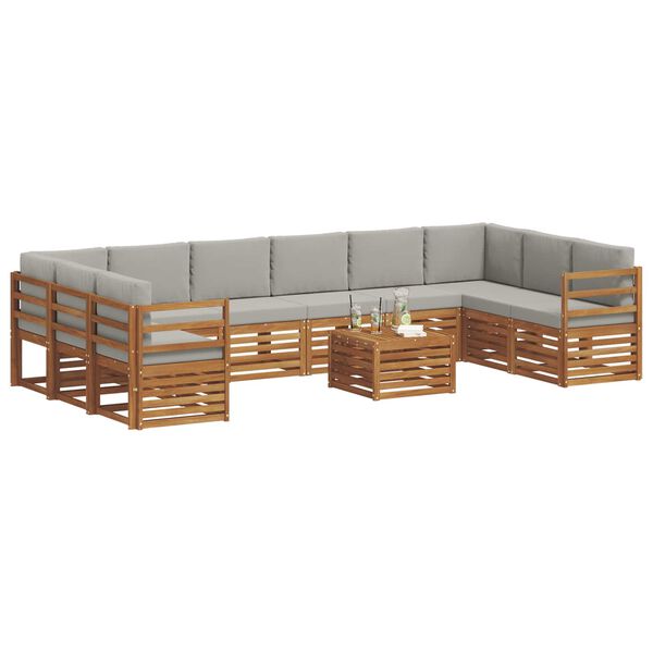 vidaXL Sekcijska garnitura s jastukom 11 pcs Prirodna i svijetlo siva