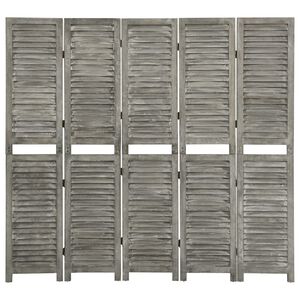 vidaXL Sobna pregrada s 5 panela siva 179 x 166 cm od masivnog drva