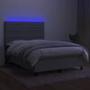 vidaXL Krevet box spring s madracem LED svjetlosivi 140x190 cm tkanina