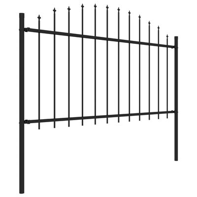 vidaXL Vrtna ograda s ukrasnim kopljima (1,25-1,5) x 3,4 m čelična crna